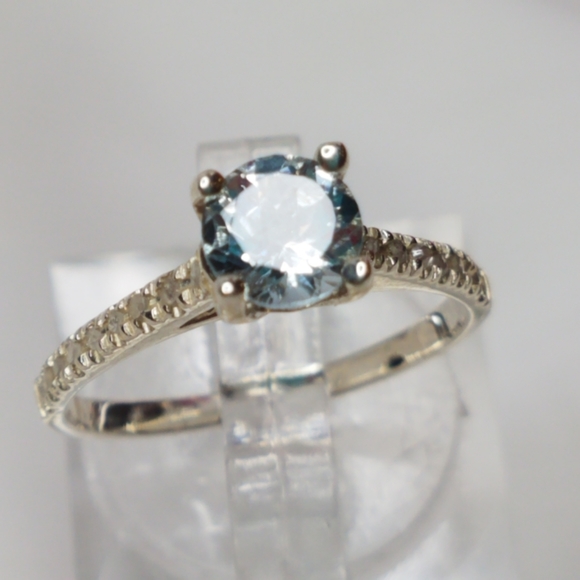 Aquamarine and Diamond Ring